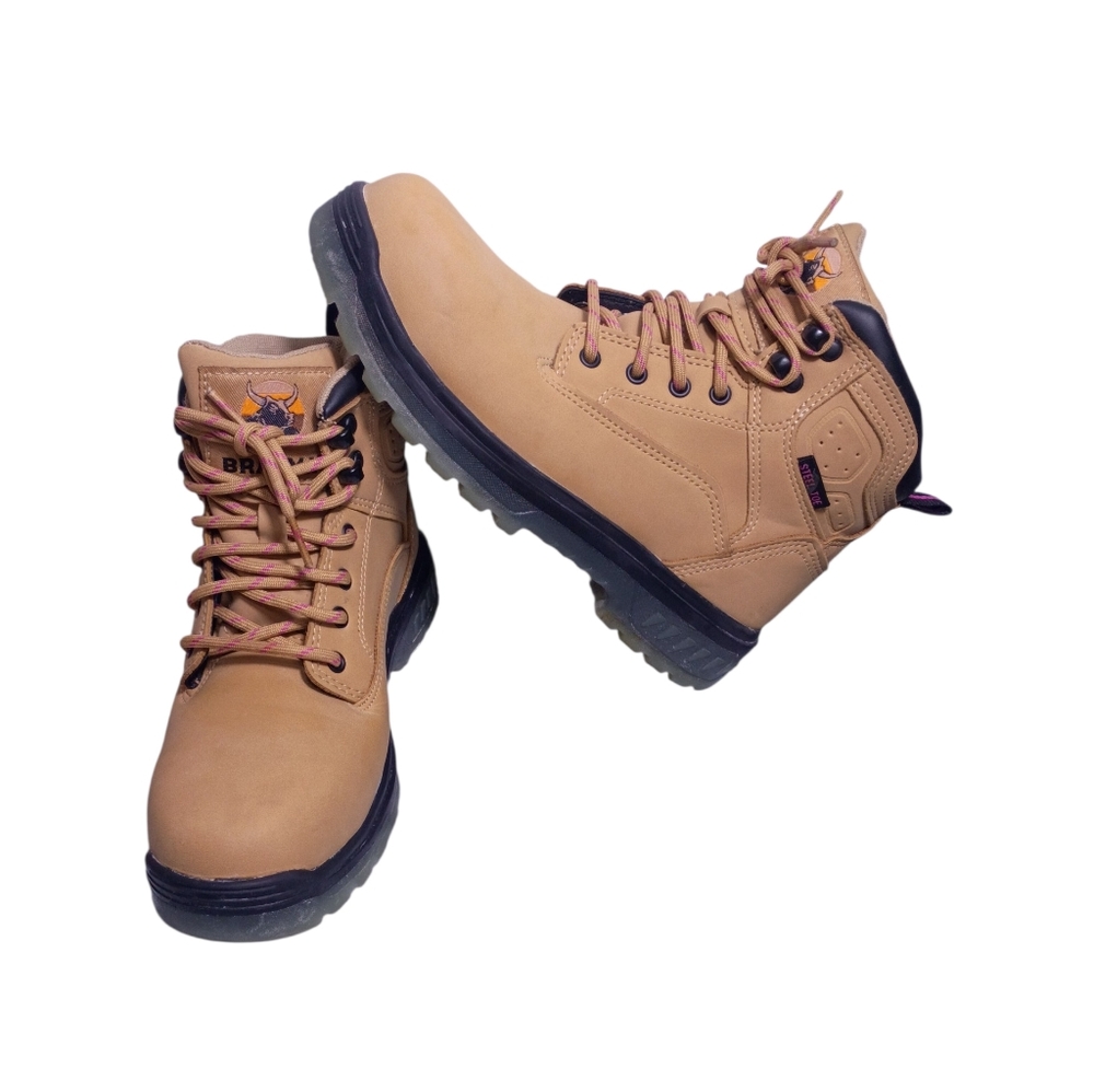 Brahma Women's Tan and Black Combat Boots‎ Size 6